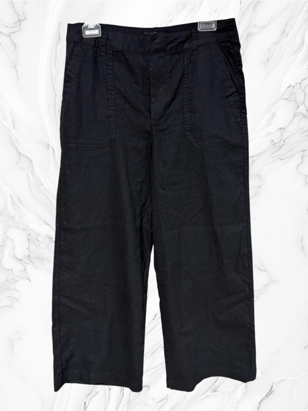 Kut from the Kloth Black Straight-Leg linen blend pants Chinos sz 6
